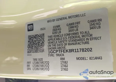 2024 Chevrolet Colorado 4Wd Zr2 from USA, damaged, VIN 1GCPTFEK8R1178202